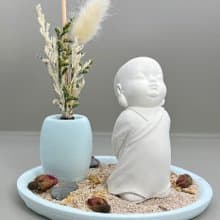 24HR 淨念吉祥小佛(惟心) 永生花圓盤組合 藝術香氛擴香 精油香氛