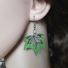 耳環 green leather earrings for her Leather women's jewelry