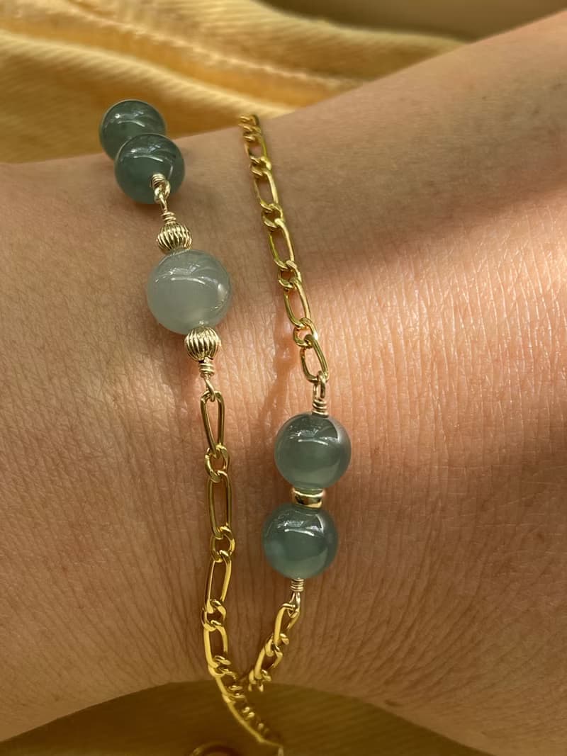 落羽松//天然翡翠A貨 藍水 晴水 美國14KGF配飾 手鍊