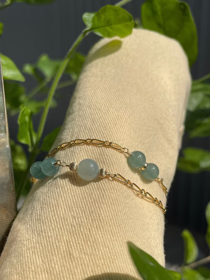 落羽松//天然翡翠A貨 藍水 晴水 美國14KGF配飾 手鍊