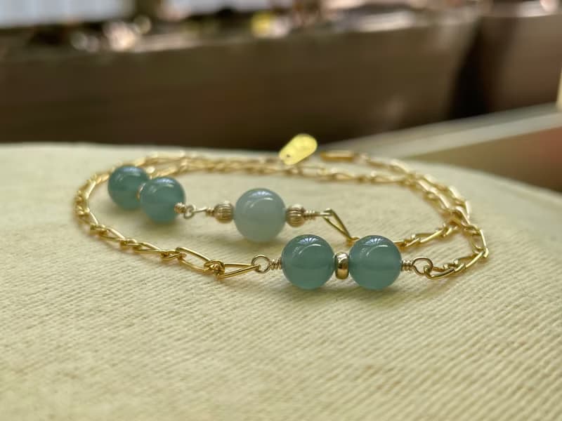 落羽松//天然翡翠A貨 藍水 晴水 美國14KGF配飾 手鍊