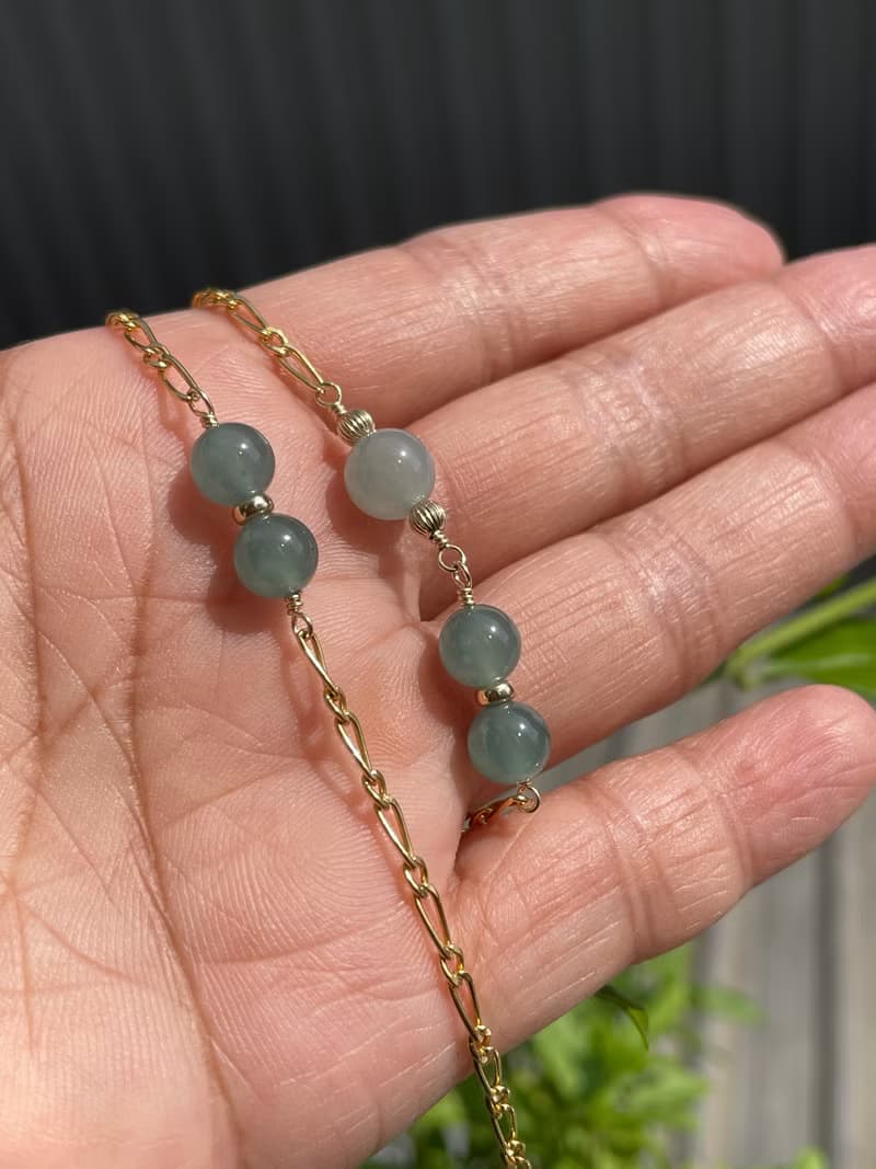 落羽松//天然翡翠A貨 藍水 晴水 美國14KGF配飾 手鍊