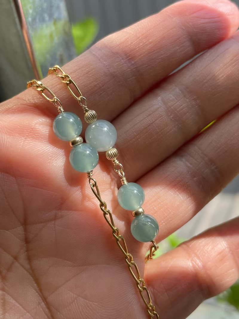 落羽松//天然翡翠A貨 藍水 晴水 美國14KGF配飾 手鍊