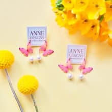 為你獻上花束 - deformed hook -  珍珠蝴蝶耳環 耳勾