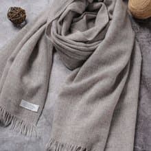 頂級高山Cashmere 圍巾 原色無染淺灰 親膚透氣 高山雪地