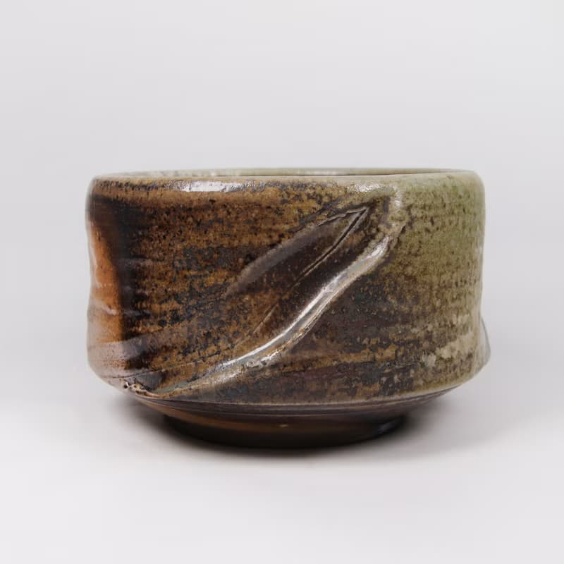 明芽窯 l 柴燒備前落灰水方茶洗 茶碗 陶器 陶藝品 茶具 H6