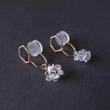 14KGF *升級版*赫基蒙水晶(閃靈鑽) 雪花 天然石耳環 迷你款 耳夾