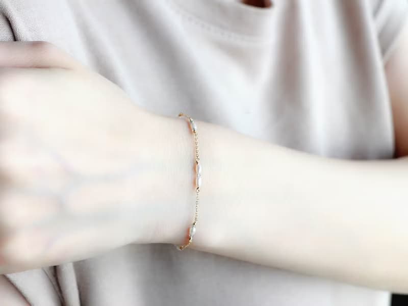 14kgf-mystic topaz & pearl bracelet(size order)