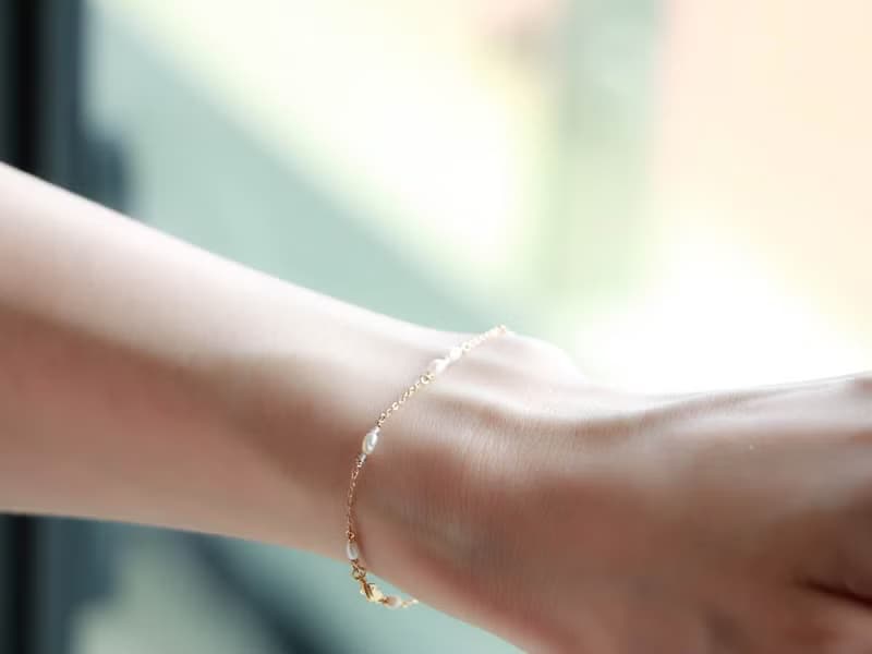 14kgf-mystic topaz & pearl bracelet(size order)