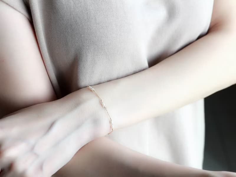 14kgf-mystic topaz & pearl bracelet(size order)