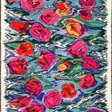 Poppy Modern Bedroom Art Washable Rug / Poppy Artwork Woman Throw Rugs