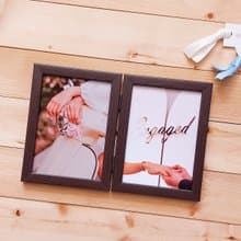 深棕色木紋5x7吋對開相框【布朗尼】