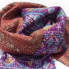 刺繡絲巾/絲綢刺繡圍巾/手縫紗麗線絲巾/印度絲綢刺繡圍巾-土耳其