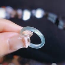 財水|夢幻仙氣高冰玻淡藍放光戒圈|A貨翡翠戒指#14男女皆可