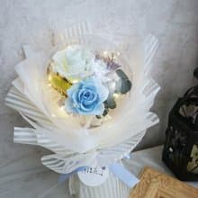 波波球永生玫瑰花束【夏日輕舞】七夕情人節/不凋花/生日/畢業季