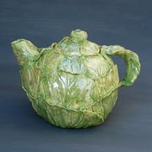 白菜綠瓷茶壺蔬菜雕塑蔬菜雕塑陶瓷