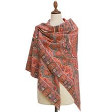 Pavlovo Posad Shawl, Russian Cotton Neck Scarf 100% Cotton Summer Wrap 1566-5