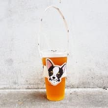 短毛吉娃娃 4毛色 造型隨行飲料杯套提袋 飲料提袋