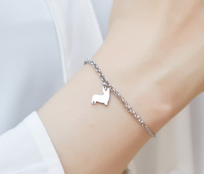 柯基手鍊-狗狗背影系列-  抗敏醫療鋼