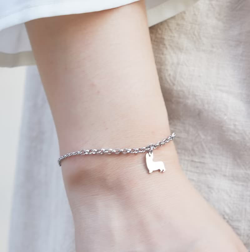 柯基手鍊-狗狗背影系列-  抗敏醫療鋼