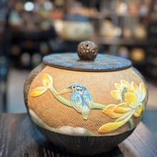 手工刻花__花鳥茶倉浮雕系列