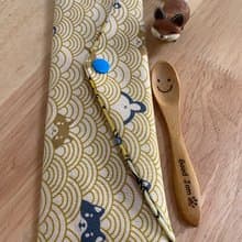 文青風環保純棉筷袋 柯基樂悠遊 質感原胚 日本 潮物 收納 手作