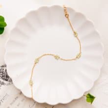 財運 x 橄欖石 誕生石 黃銅鍍18K【初見花語】手鍊