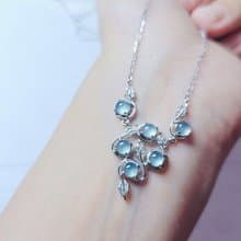 |古典精緻藍剛|a貨翡翠冰玻藍剛蛋面4.2mm純銀鍍18k設計款項鍊