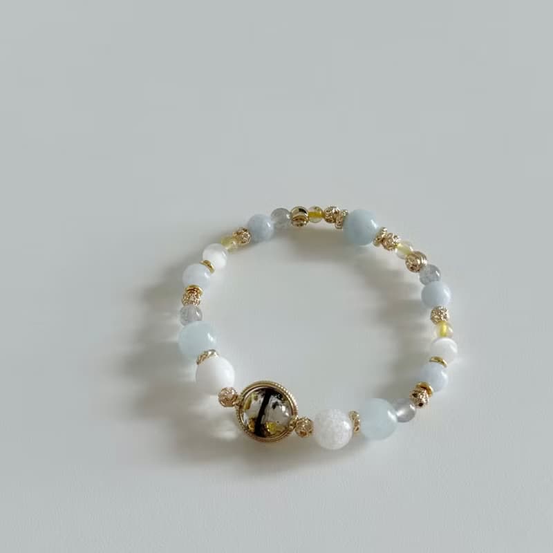 Mimis設計款 流光拾夢  胎毛母乳水晶手鍊