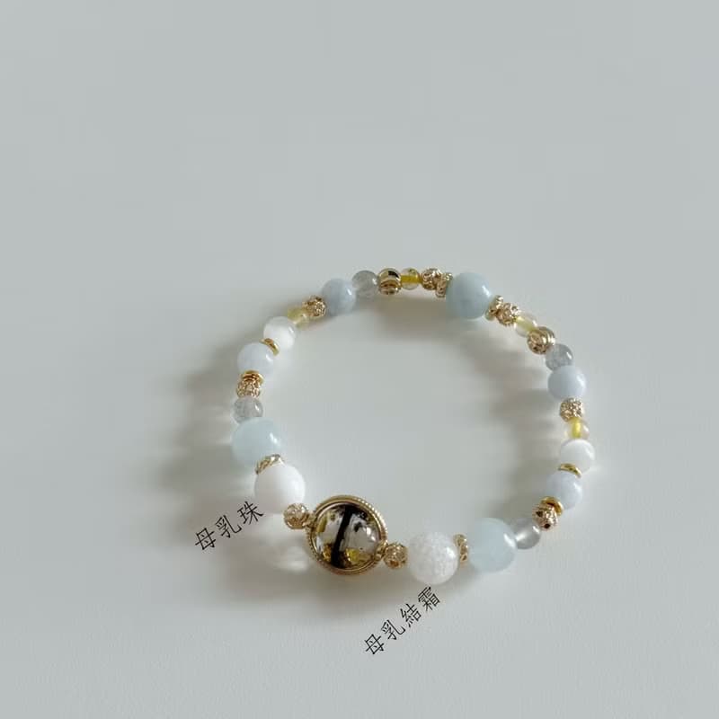 Mimis設計款 流光拾夢  胎毛母乳水晶手鍊