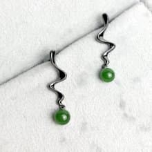 JadeStyle【黑韻】台灣玉6mm耳針 | 925銀鍍黑極簡設計