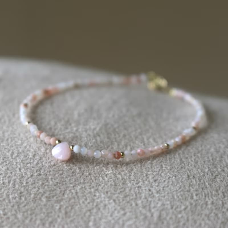 手鍊 粉紅澳寶 天然石 - 安心 -