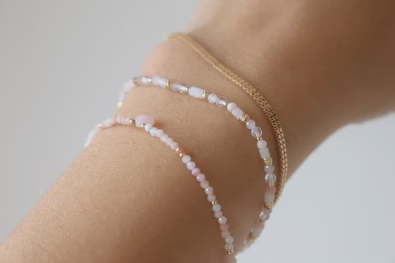 手鍊 粉紅澳寶 天然石 - 安心 -