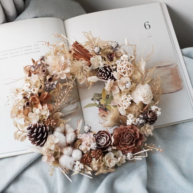 未完待續 | 純樸潔淨 乾燥花 花圈 現貨