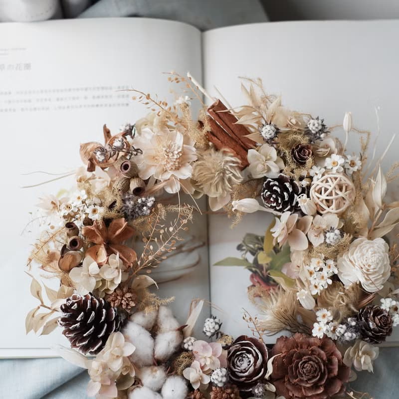 未完待續 | 純樸潔淨 乾燥花 花圈 現貨