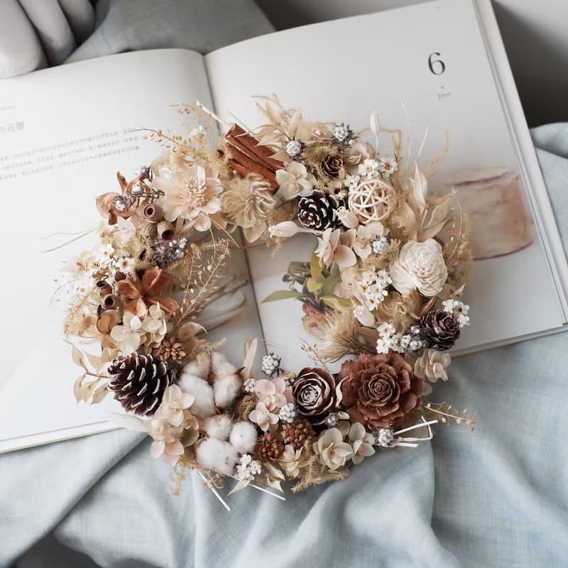 未完待續 | 純樸潔淨 乾燥花 花圈 現貨