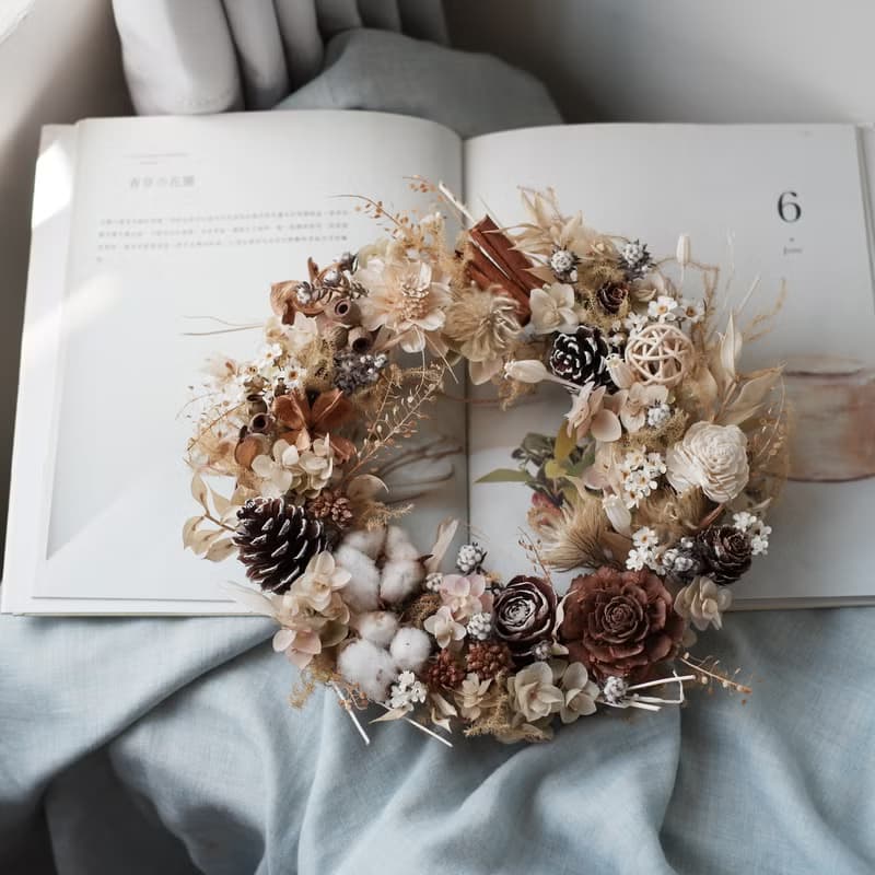 未完待續 | 純樸潔淨 乾燥花 花圈 現貨