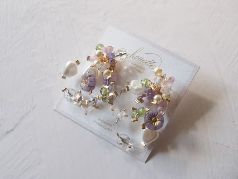 bouquet ピアス/イヤリング(purple)