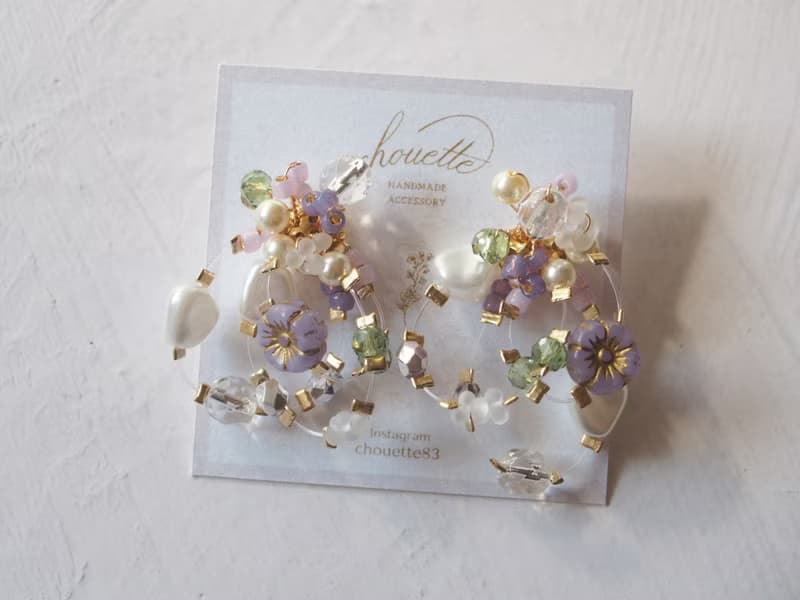 bouquet ピアス/イヤリング(purple)