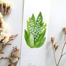 鈴蘭花 幸福回歸 水彩花草插畫書籤 情人禮物祝福卡片 (原畫)