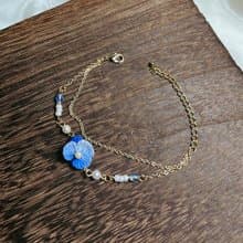 【原創手作】陽光下的小藍 手鍊 鉤針 立體 聖誕節 禮物 送禮