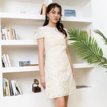 【MEDUSA】斜切米白繡花小禮服(M-XL) | 禮服洋裝 媽媽禮服