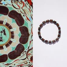 原創手工印尼沉香木原礦綠松石單圈手串好運手鏈生日禮物