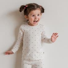 米白點點-舒棉雲柔衣長袖韓國童裝-K14030