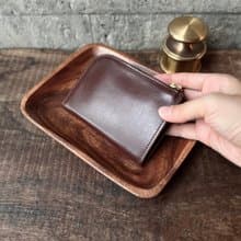 多夾層L形拉鍊短夾 巧克力 義大利植鞣革