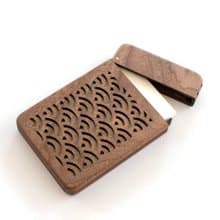 Wooden business card holder / walnut /Japanese traditional pattern  (Seigaiha)
