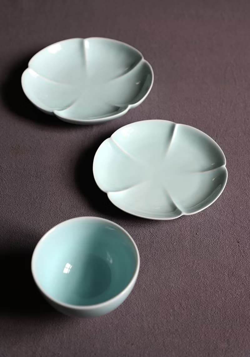 花瓣家用餐具套組 中式宋風 4件套 雅緻陶瓷 節日//慶典/入厝