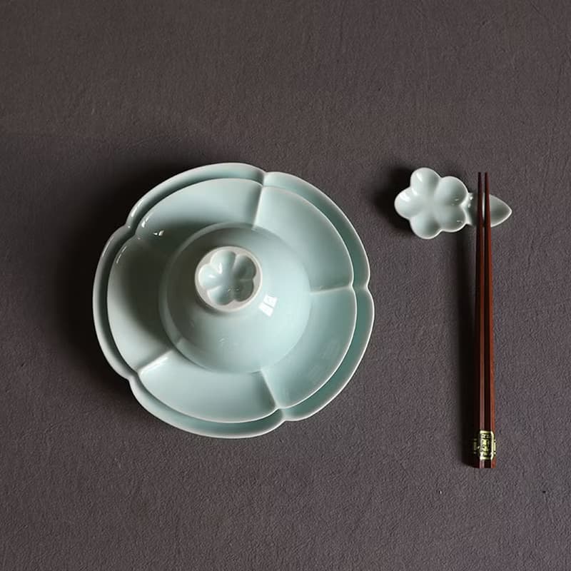 花瓣家用餐具套組 中式宋風 4件套 雅緻陶瓷 節日//慶典/入厝