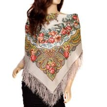 Authentic Pavlovo Posad Russian Shawl Scarf Soft 100% Wool 89x89 cm 1684-2