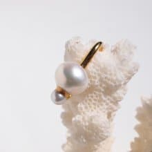 金継ぎダブルパール   イヤーカフ   Bubbles   淡水パール  バロックパール  金粉